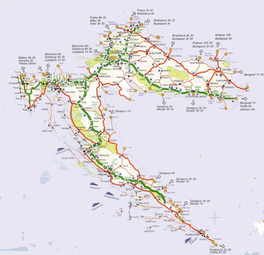 mapa Chorwacji podróż