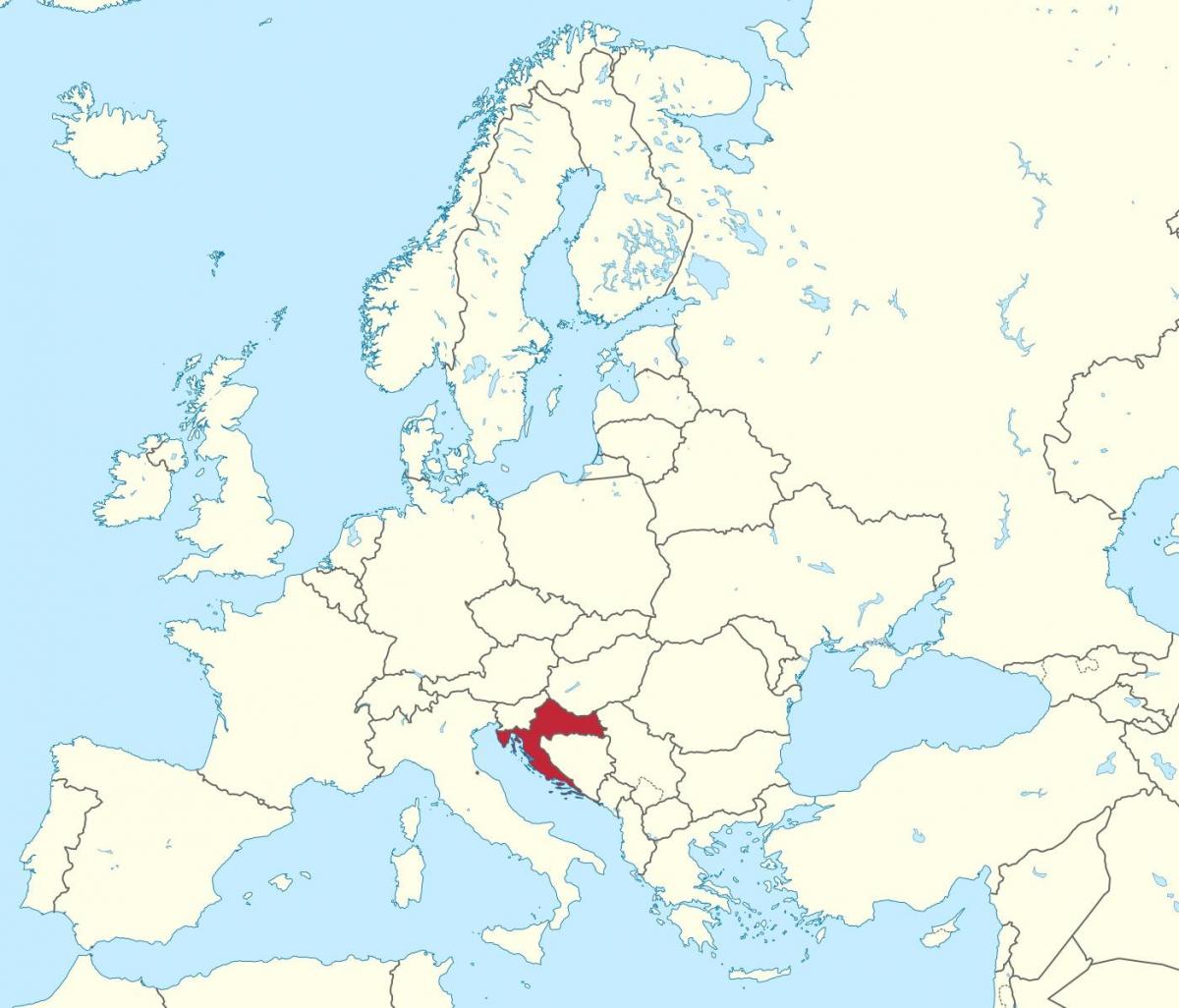 Chorwacja na mapie Europy