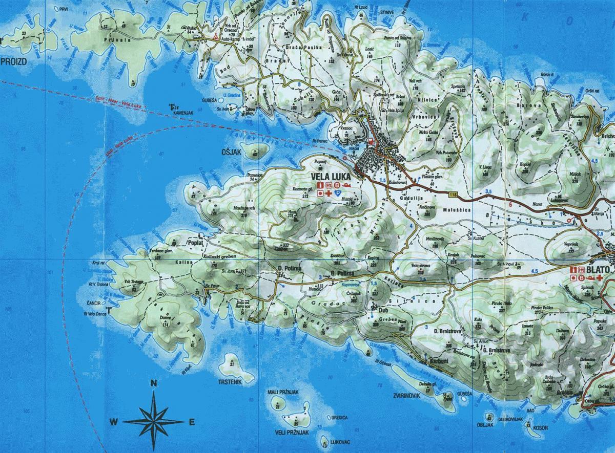 mapa korcula Chorwacja