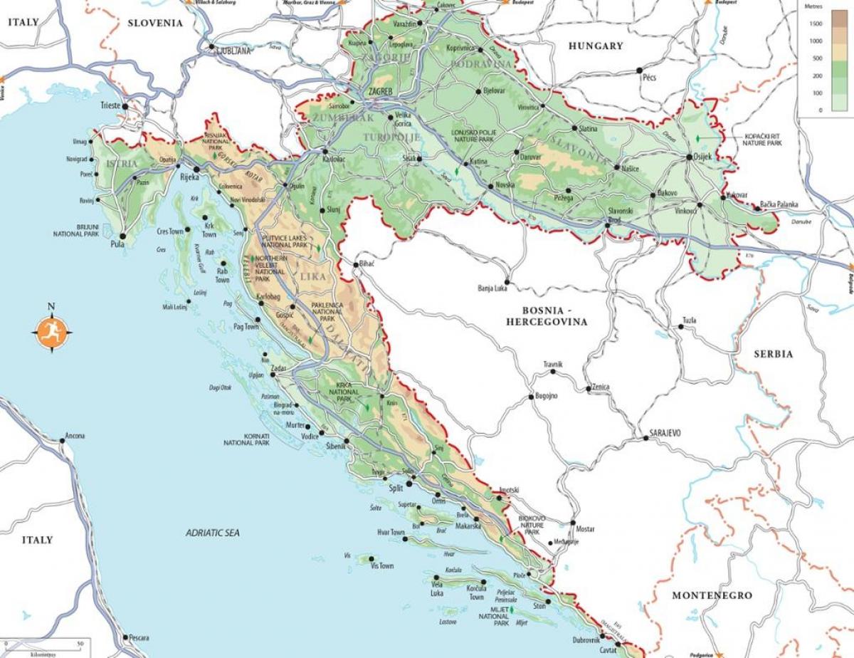 split plaże Chorwacji na mapie