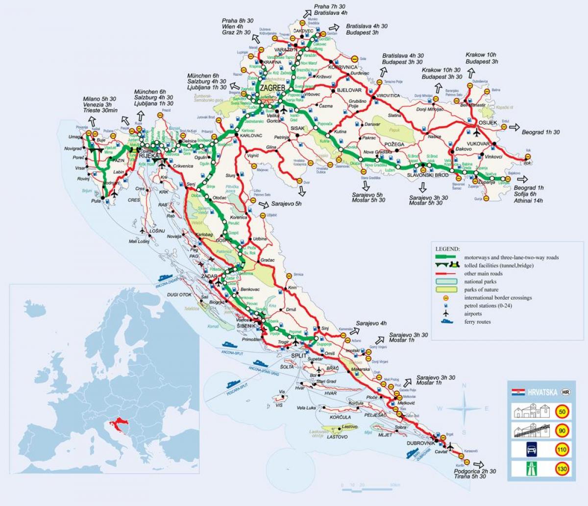 mapa Chorwacji pociąg