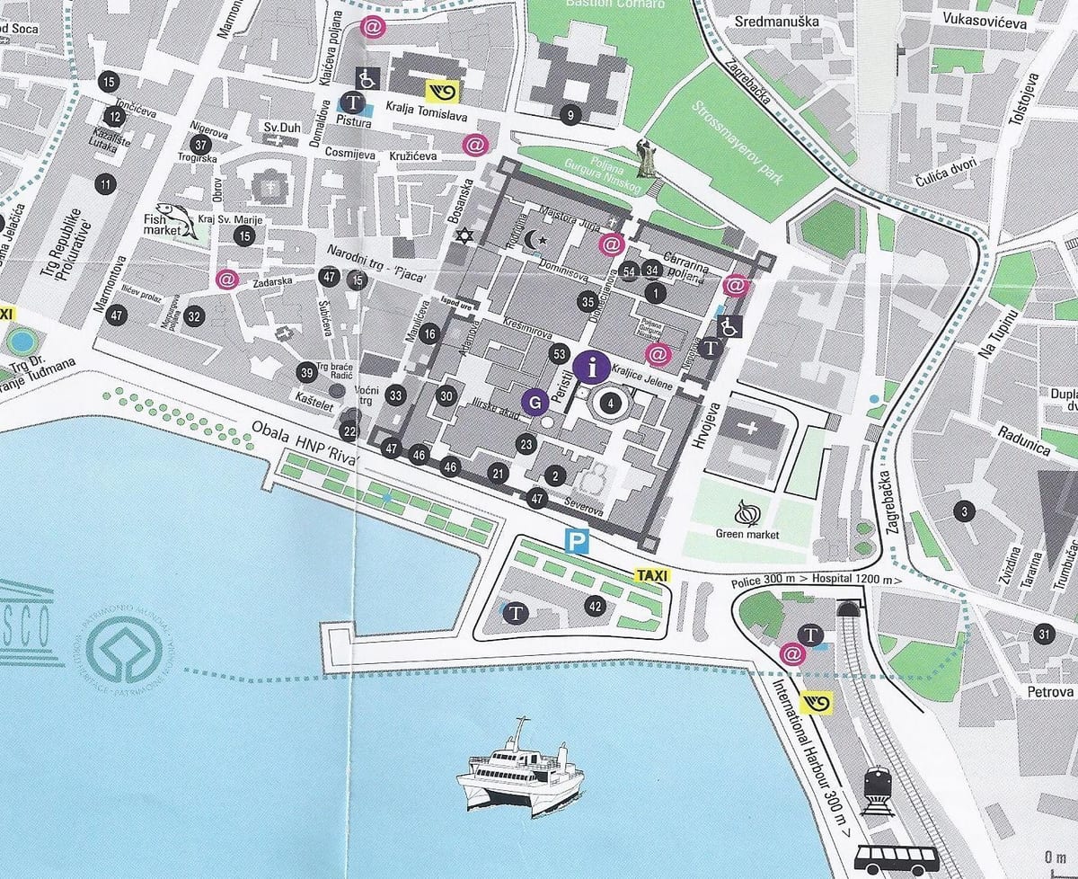 mapa ulic splitu, Chorwacja