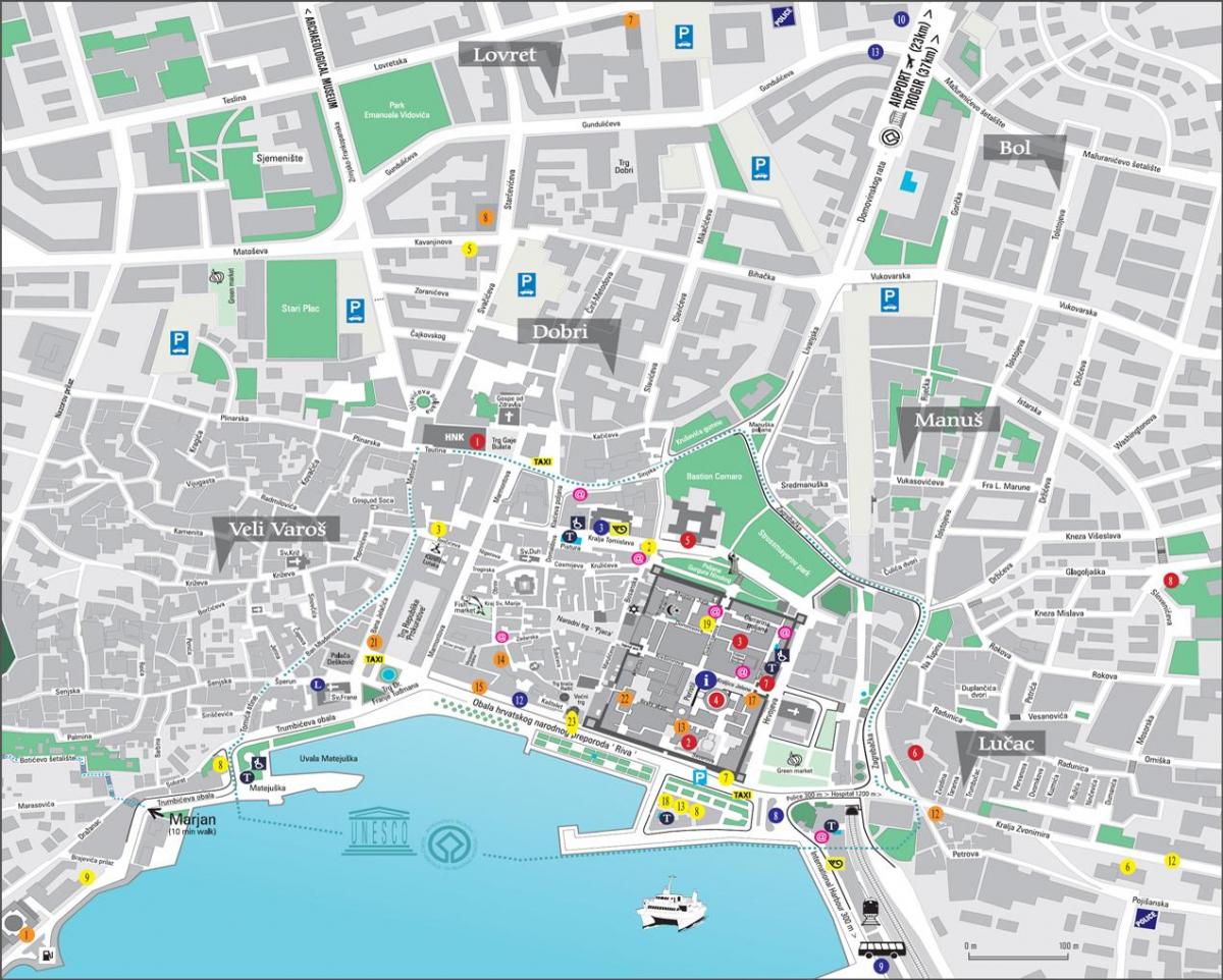 mapa starego miasta w splicie, Chorwacja