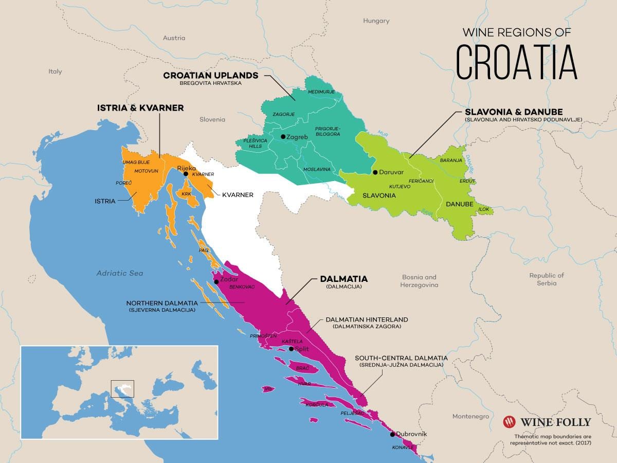 mapa Chorwacji винзаводы