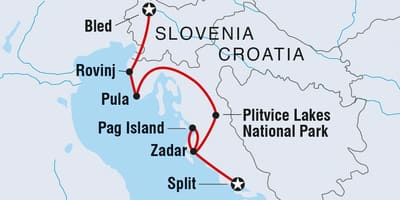 Jeziora plitwickie Chorwacja na mapie