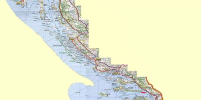 Mapa chorwackiego wybrzeża i wysp