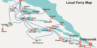 Mapa chorwackiego wybrzeża