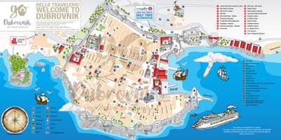 Mapa starego miasta w dubrowniku, Chorwacja