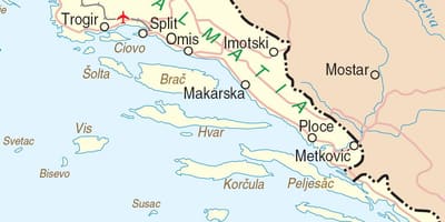 Mapa Południowej Chorwacji