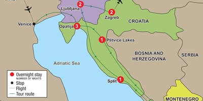 Mapa opatija, Chorwacja