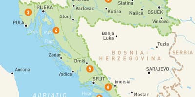 Mapa Chorwacji regiony 